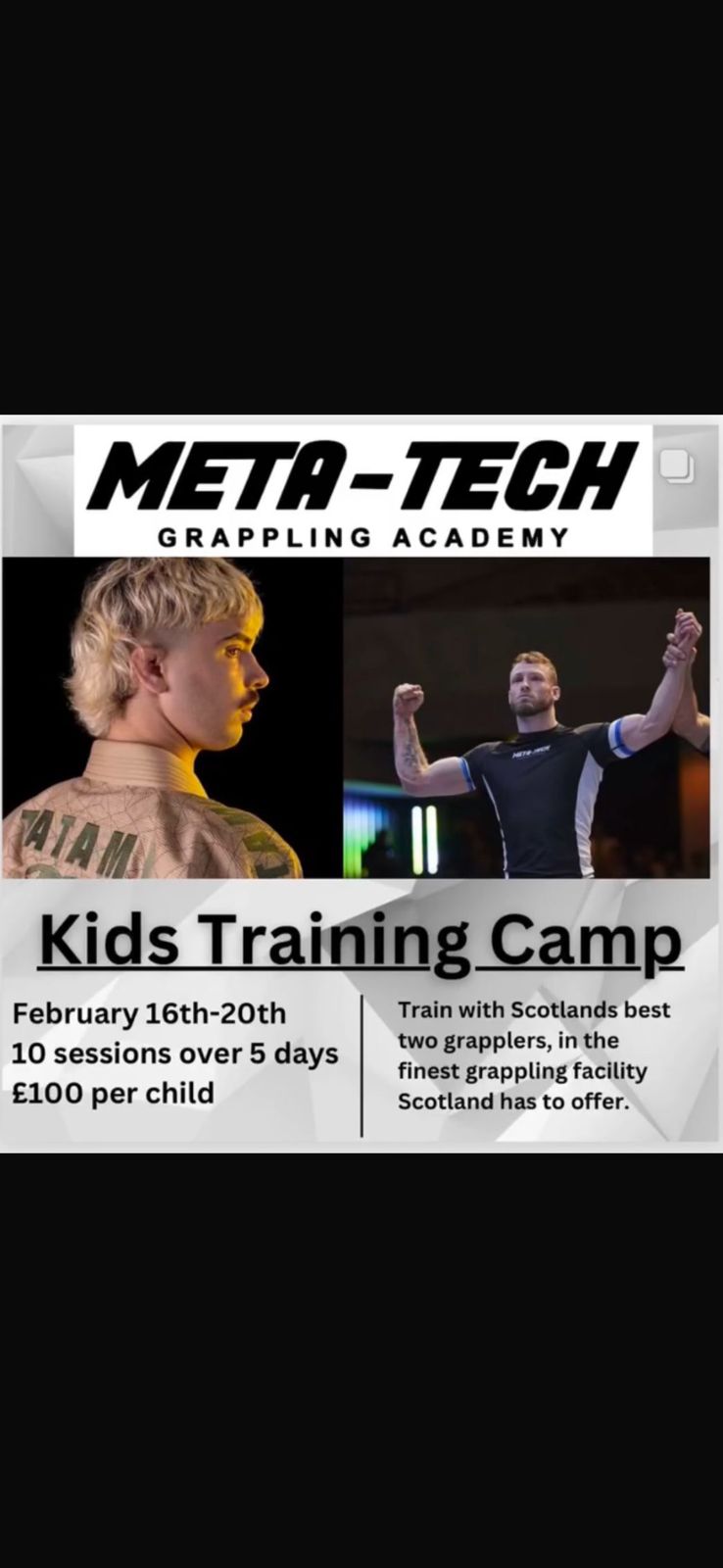 Affiche du Kids Training Camp avec Shay Montague, champion mondial de grappling